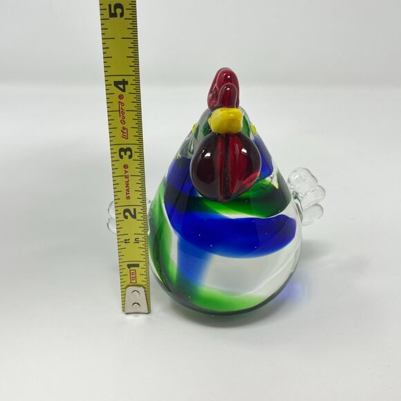 Art Glass Rooster Chicken Figurine Paperweight Farm House Decorative - Picture 6 of 7